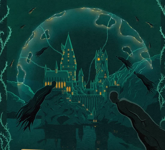 Defenders of Hogwarts game box, board and player pawns