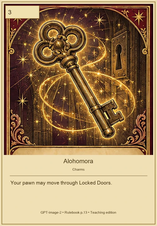 Alohomora · Movement 3 · Your pawn may move through Locked Doors.