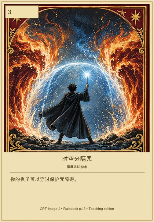时空分隔咒 · 移动值 3 · 你的棋子可以穿过保护咒障碍。